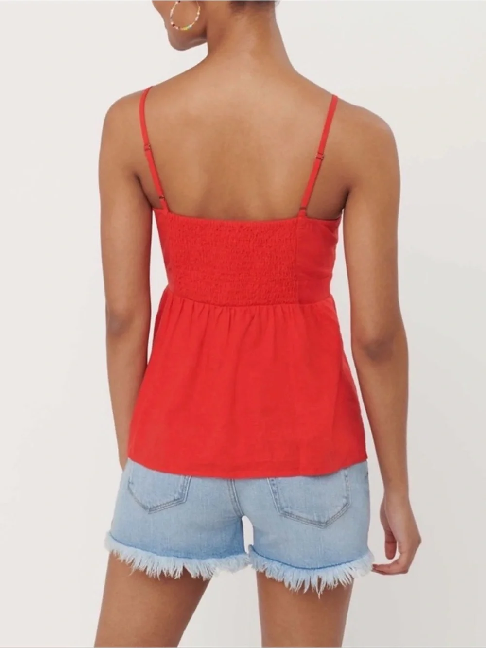 LOFT Red Tie-Front Spaghetti Strap Camisole - Picture 3 of 9